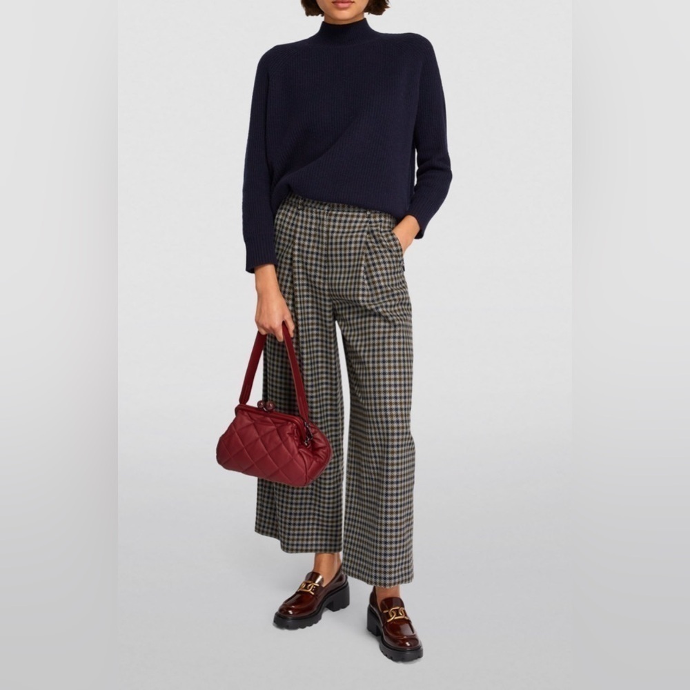 Weekend Max Mara wool cotton checkered plaid trouser pants NWT